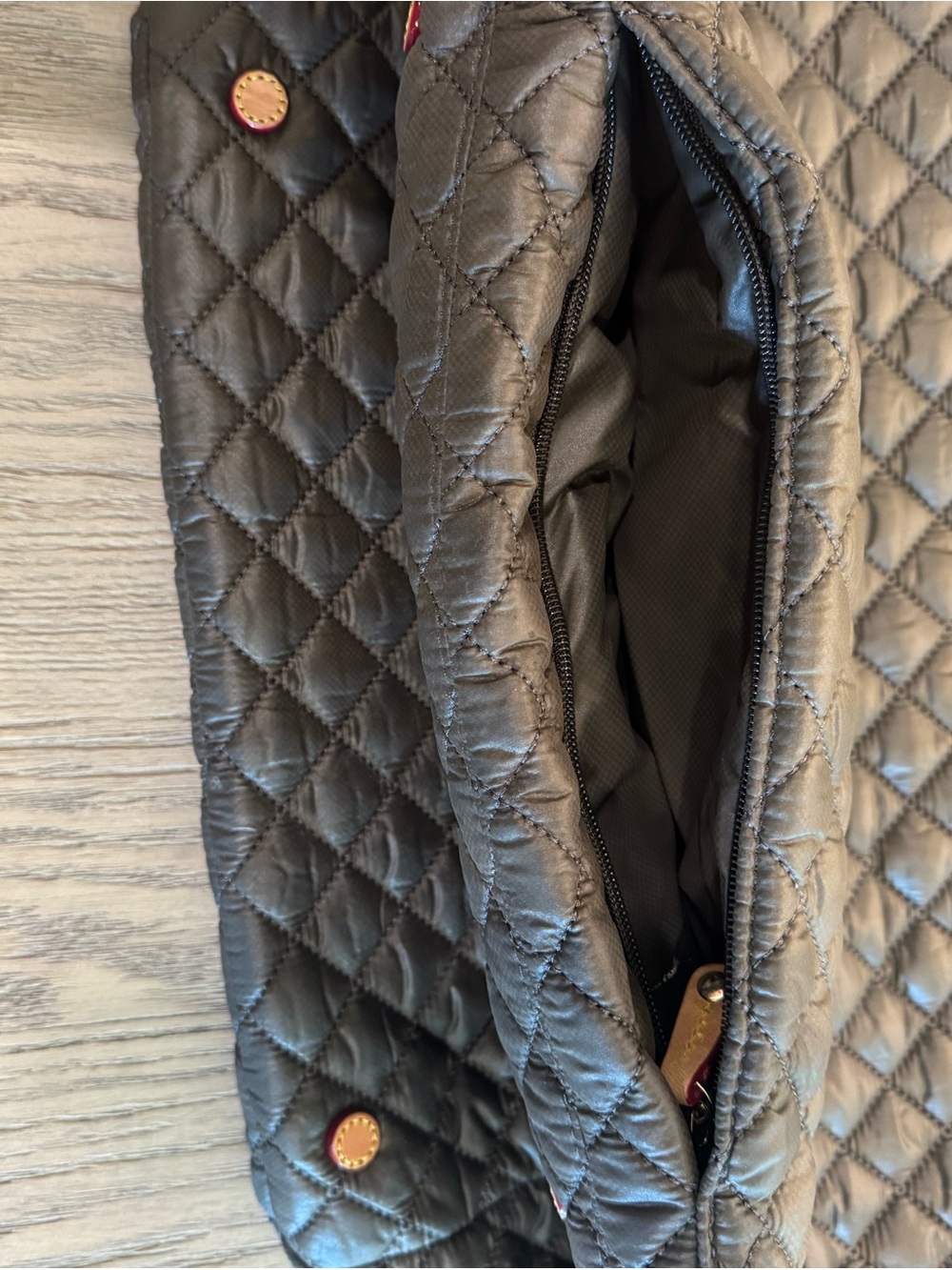 MZ Wallace Quilted Metro Tote in Taupe Brown - Picture 8 of 16